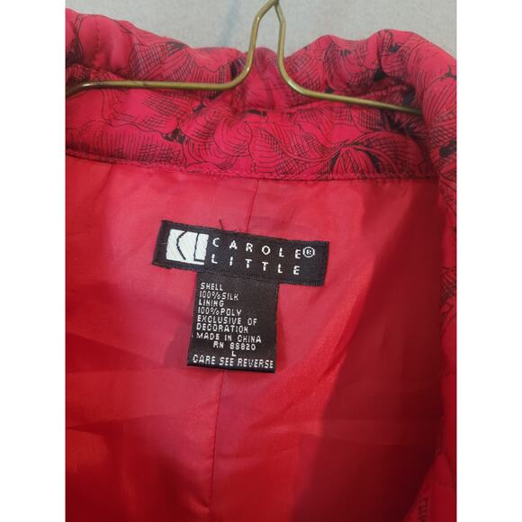 VTG Carole Little Silk Quilted Beaded Jacket Red Black Women’s L EUC - Picture 5 of 7